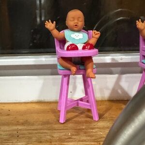Purple High Chair Playset with Baby Doll - Kids Toys